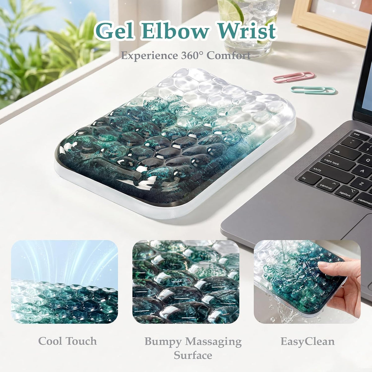 Ospelelf Ergonomic Elbow Pad, Gel Keyboard Wrist Rest Support for Office Desk Chair, Arm Wrist Pad for Typing Pain Relief