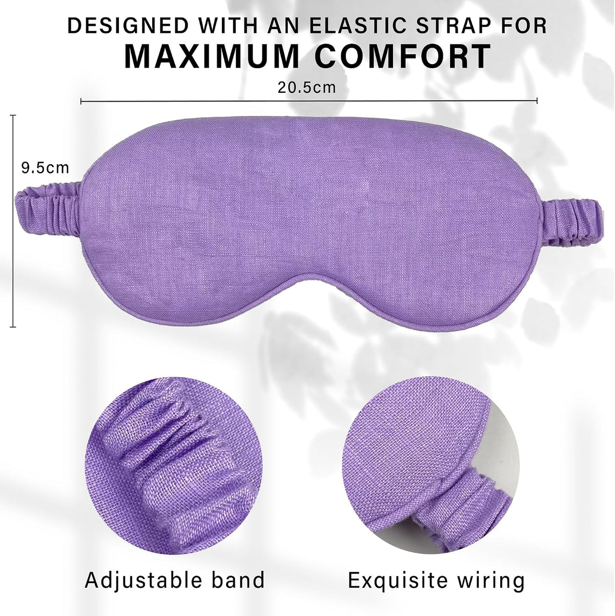 Eye mask Pure Linen Sleep Mask with Elastic Band, No Pressure On Eyes,Side Sleeper Eye Cover Organic Cotton Core Blindfold,Napping & Yoga Travel Essentials (Natural)