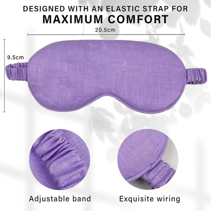 Eye mask Pure Linen Sleep Mask with Elastic Band, No Pressure On Eyes,Side Sleeper Eye Cover Organic Cotton Core Blindfold,Napping & Yoga Travel Essentials (Natural)
