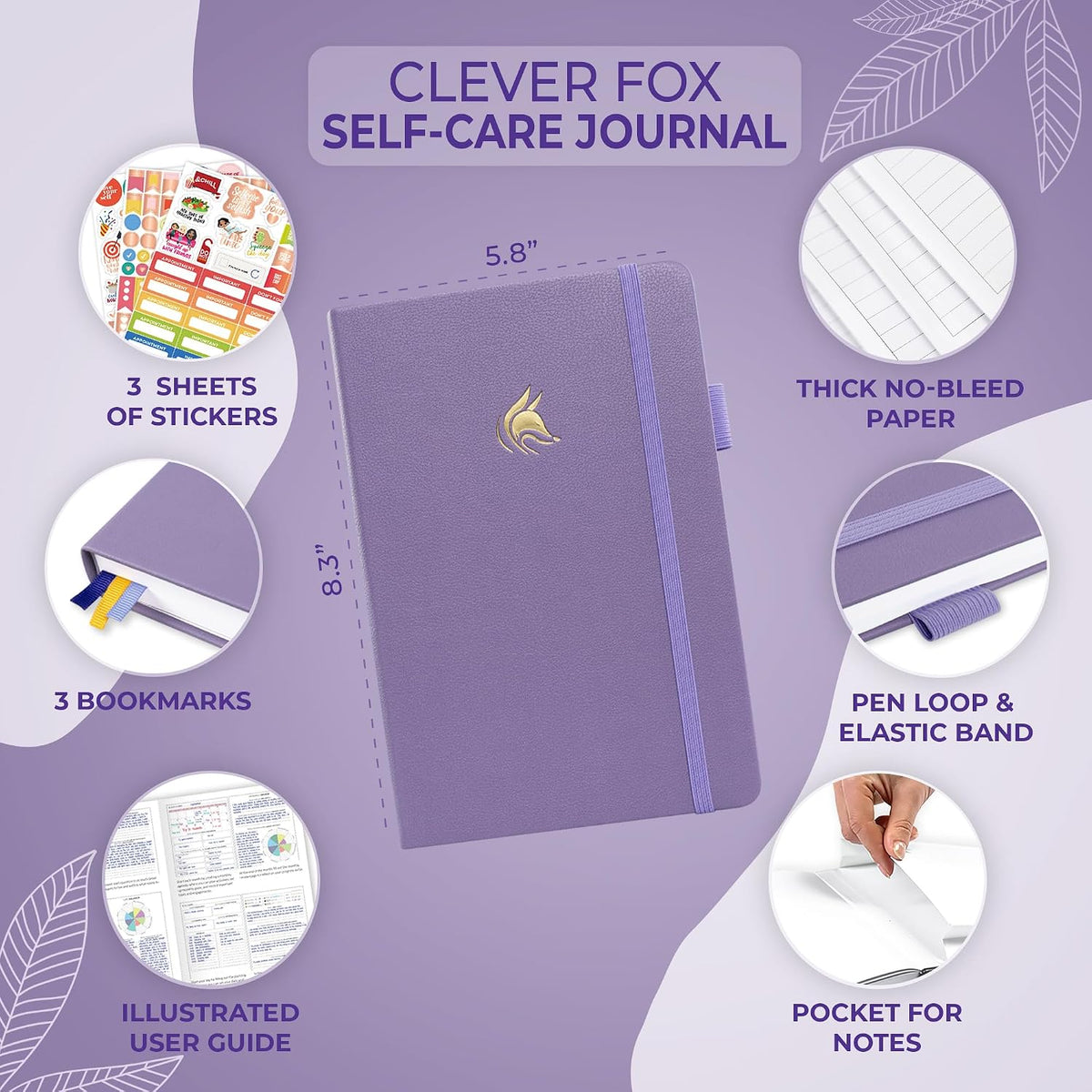 Clever Fox Self-Care Journal for Women, Daily Planner 5.8x8.3 Mystic blue