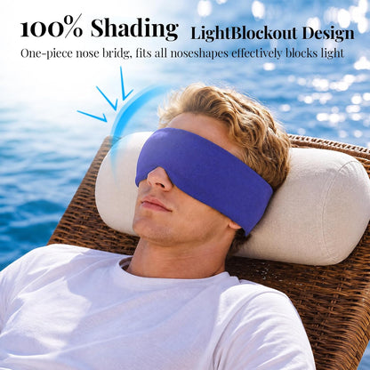 Cotton Sleep Eye Mask for Men and Women, 100% Blocking Light Sleeping Mask | Soft Zero Pressure Cooling Blackout Eye Masks for Sleep, Eye Covers for Sleeping fits All Heads Adjustable