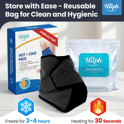 Hilph Ankle Ice Pack Wrap for Swelling, Gel Cold Pack for Ankle Sprained | Easy to Wear, Reusable Hot Cold Compress for Surgery Recovery, Plantar Fasciitis, Foot Pain Relief, Achilles Tendonitis, Blue