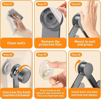 Pot Lid Rack Organizer holder for Cabinet Door/Wall With Suction Cup, No Drilling, Adjustable Rotating Arm Design Fits 6-14" Lids(Charcoal gray)