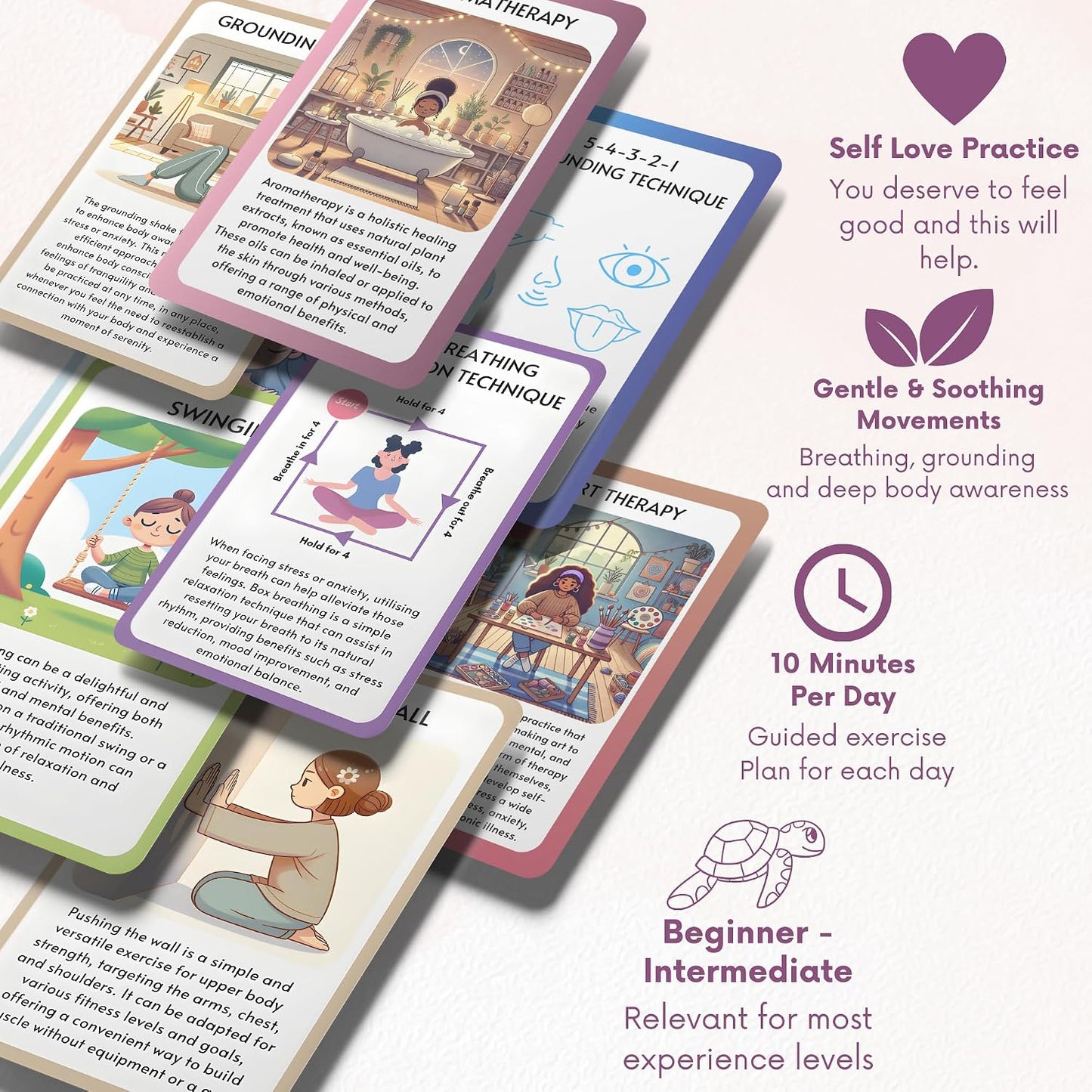Somatic Therapy Exercise Cards & Coping Skill Cards: Techniques and Exercises for Trauma & Stress Relief, Self-Help Deck by HORIA KADI