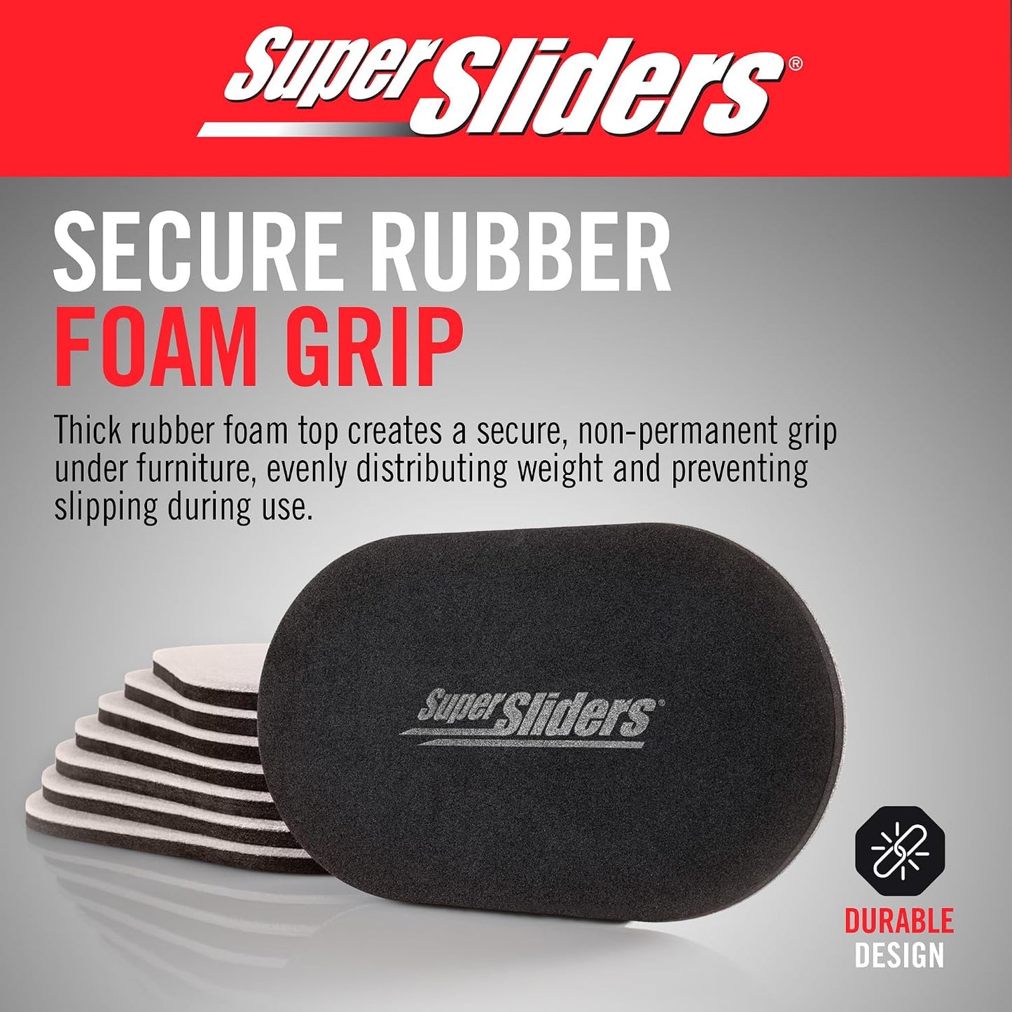 Super Sliders 5-3/4" x 9-1/2" XL Oval Reusable Furniture Sliders for Carpet, Anti-Slip Protective Furniture Moving Pads for Beds, Sofas, Dressers, Set of 4, Brown