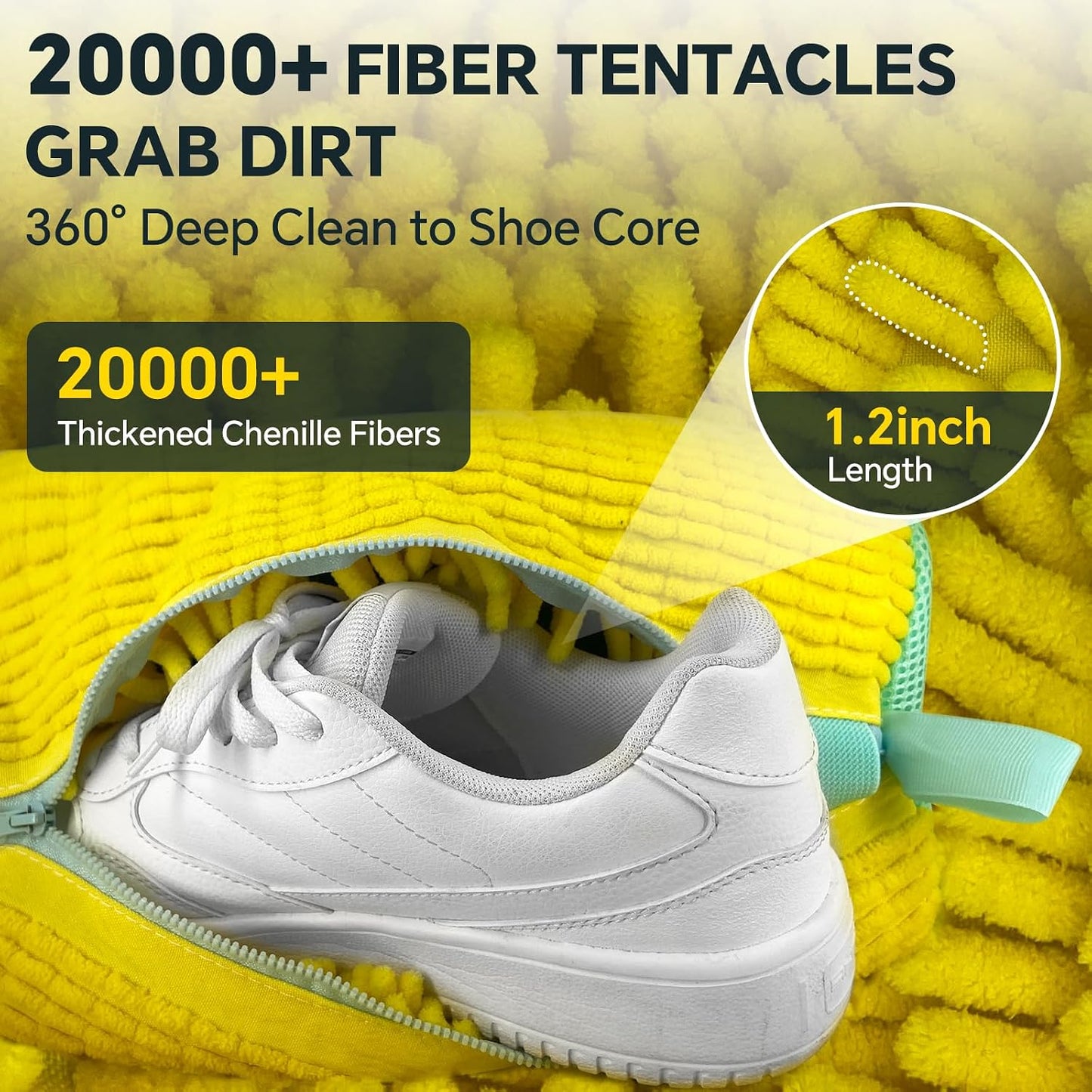 Shoe Washing Machine Bag: 2 Pack Reusable Shoes Cleaning Bags, Light Yellow | Heavy Duty Shoe Laundry Bag for Washer & Dryer, 360° Deep Clean for Sneakers Tennis Shoes, Gifts for Women Men (2pcs)