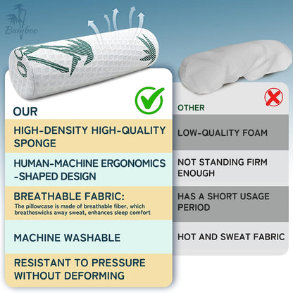 Asatdd Cervical Neck Roll Pillow 2 Pack, Round Bolster Pillow with Washable Cover for Lumbar Legs Support, Sleeping, Office and Travel, 5" x 17"