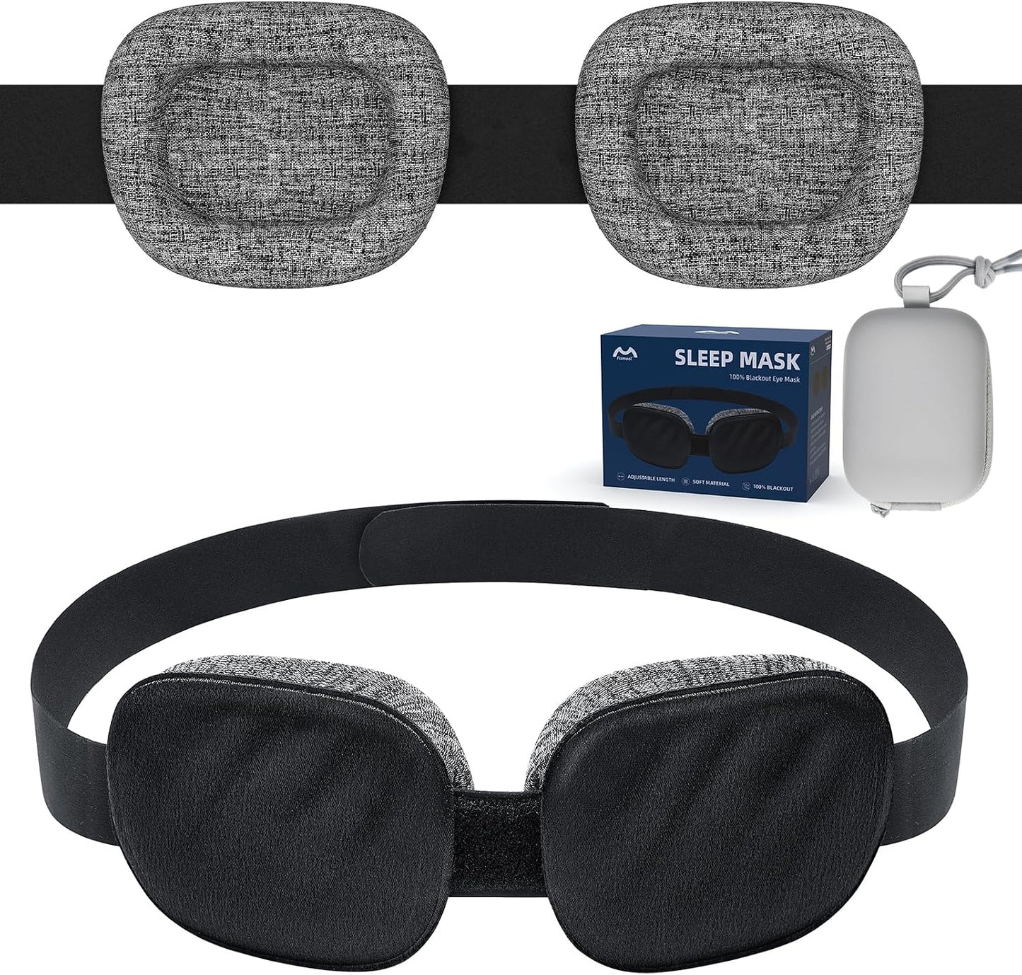 Sleep Eye Mask for Sleeping, 100% Blackout Eye Mask for Women & Men, 3D Contoured Zero Pressure Design, Adjustable Soft Blindfold, Eyelash Friendly Sleep Mask for Travel, Nap & Night Sleep