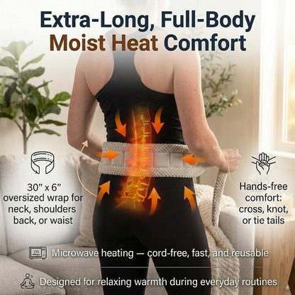 Microwavable Deluxe Body Wrap, 30" x 6" | 30" x 6" Flexible Therapeutic Thermal Compress, Reusable Moist-Heat Heating Pad for Neck, Shoulders, Back & Body