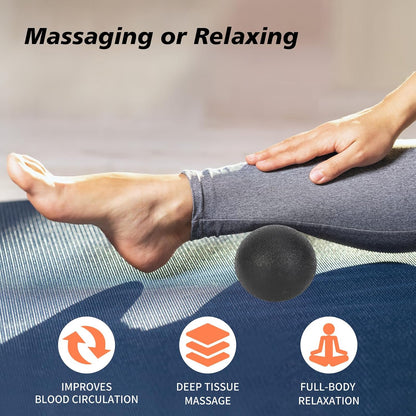 Foot Massager Roller Set for Plantar Fasciitis, Arch and Heel Pain Relief | Includes Foot Roller, lacrosse and spiky massage balls for deep tissue trigger point muscle therapy and neuropathy relief