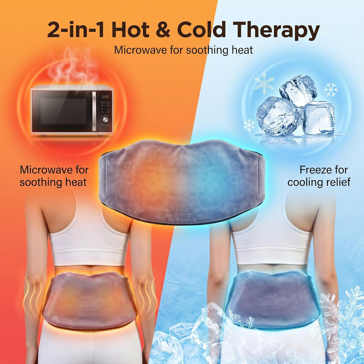 Microwave Heating Pad for Back Pain Relief, Flaxseed Microwavable Heating Pad with Removable Washable Flannel Cover, Moist Heating Pad for Period Cramps & Muscle Relaxation,10''x18''