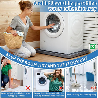 Washing Machine Drain Pan Silicone mat 27"x27" with 0.79" Raised Edges, Leak-Proof Silicone Mat, Non-Slip Waterproof Floor Protector for Washer Dryer (Grey)