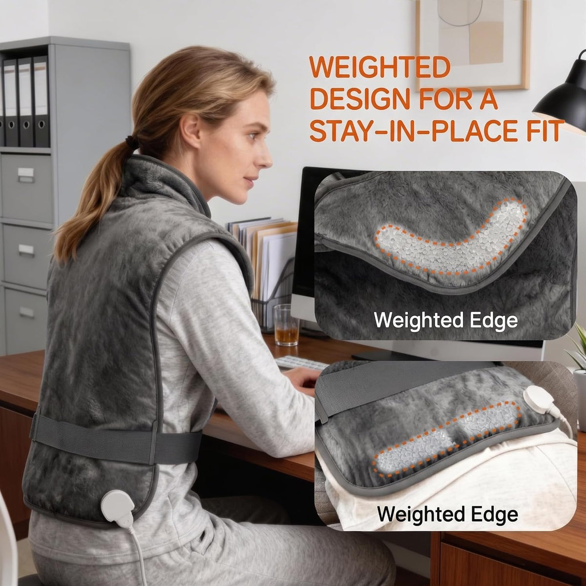 Wearable Heating Pad for Back Neck and Shoulders, Heating Wrap for Pain Relief, Gifts for Mom Grandma Women, Birthday Gifts for Women Men, Gifts for Women, Mothers Day Gifts