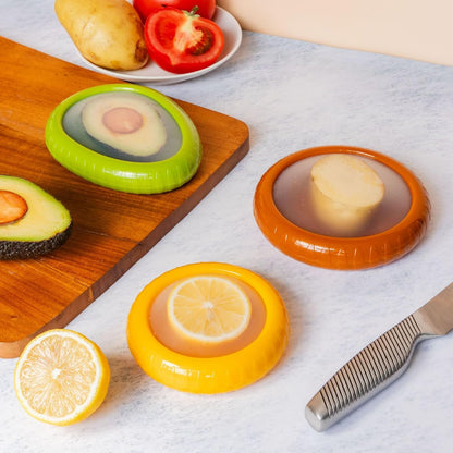 Silicone Fruit and Vegetable Anti-Oxidation Storage Box, Fresh Pods For Storage, Avocado Saver For Fridge, Set of 4 Reusable Storage Containers for Fridge, Fresh Pods