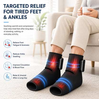 Cordless Air Compression Foot and Ankle Massager with Heat,1Wap | Portable Heat & Vibration Wrap for Tired Feet, Sore Arms & Swollen Ankles; Cordless, Rechargeable Gift for Men and Women
