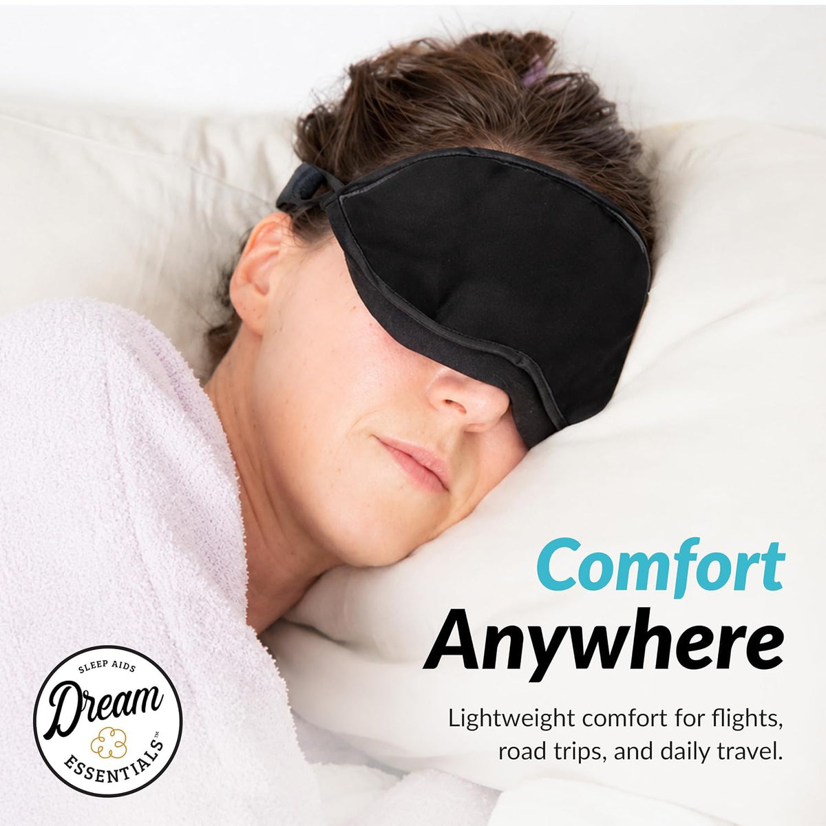 Dream Essentials Natura Organic Cotton Sleep Mask | Twilight Blue | Eye Mask for Sleeping, Light Blocking Soft Sleep Eye Cover with Eco Wool Padding | Made in USA Travel Accessories