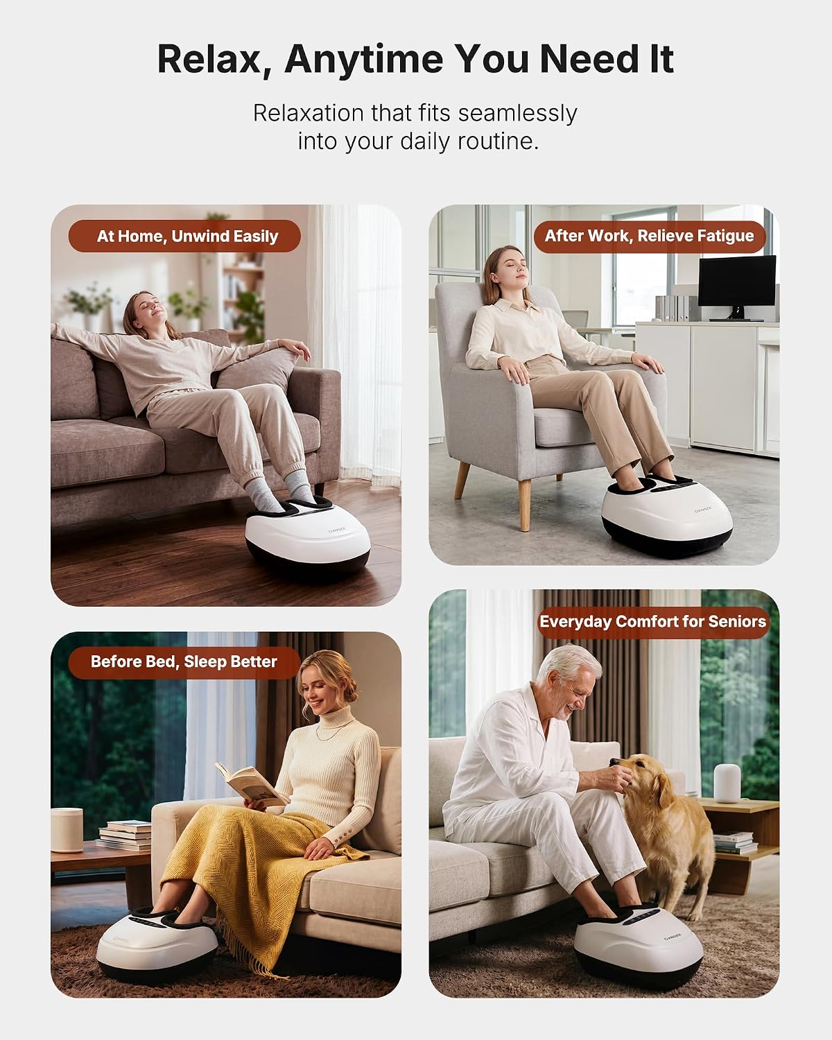 KNQZE Shiatsu Foot Massager with Heat for Plantar Fasciitis, FSA Eligible | Deep Kneading Shiatsu Massage, Multiple Heat & Compression Levels, Remote Control, Fits Men's Size 13, Gift for Women Men Mom