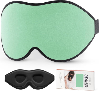 LitBear Sleep Mask for Side Sleeper Women Men, Eye Mask for Sleeping | Light Blocking 3D Contoured Sleeping Mask, Soft Breathable Sleep Eye Mask with Adjustable Elastic Strap for Travel, Black