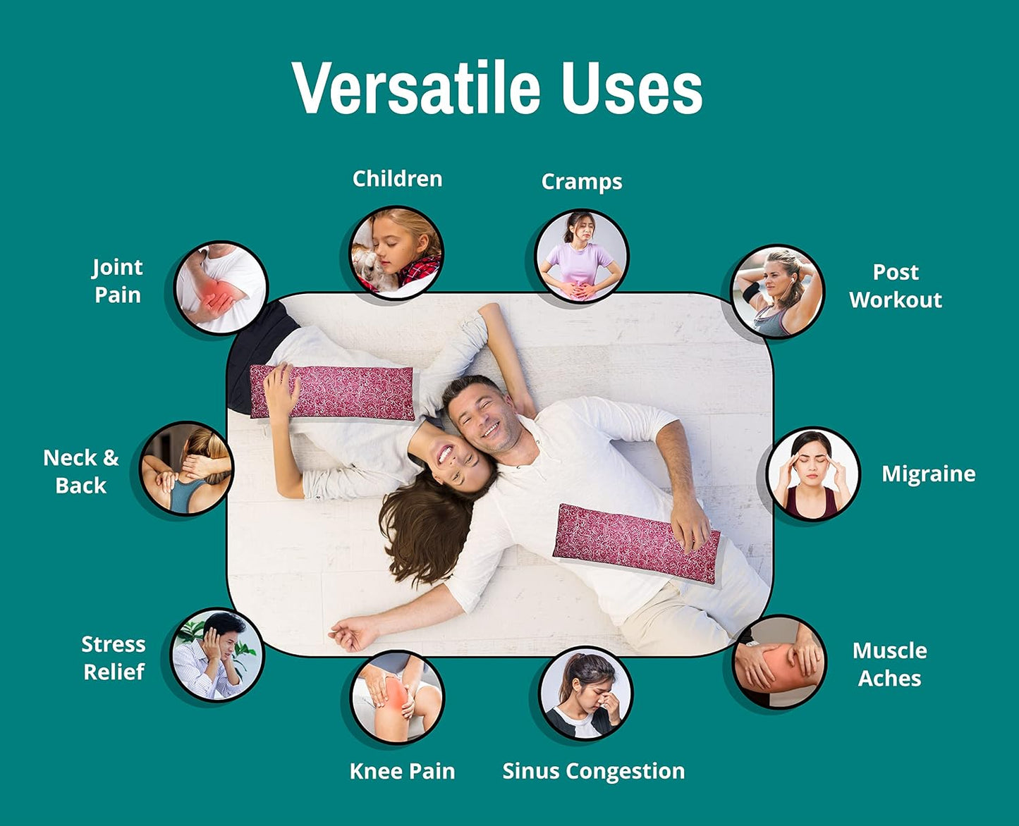 Microwavable Corn Filled Heating Pad and Cold Pack/Washable 100% Cotton Cover (Cross Hatch - Mint, 7.5in W x 11in L)