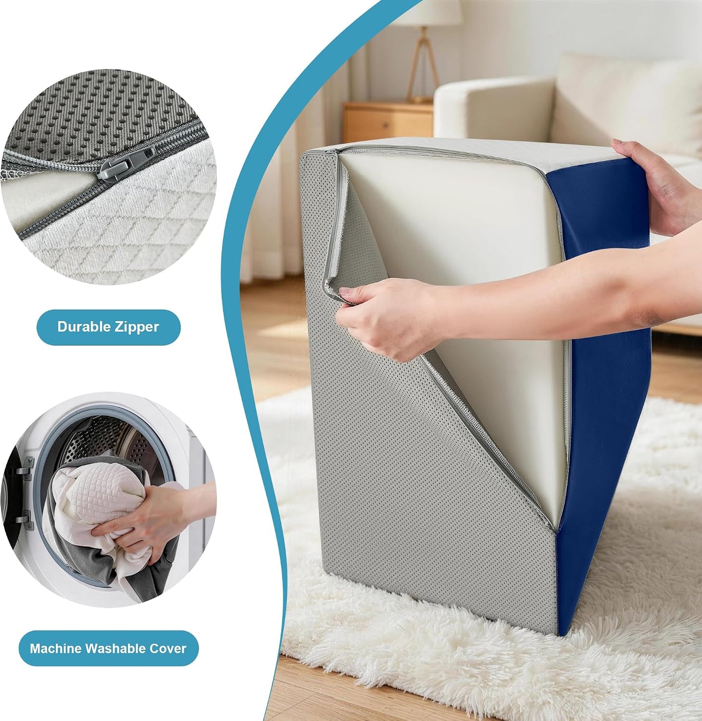 Yojoker Leg Elevation Pillows for Swelling, Memory Foam Wedge Pillow for Legs Blood Circulation, Leg Elevation Pillows for After Surgery, Knee Wedge Pillow for Sleeping Back Hip Ankles Relief