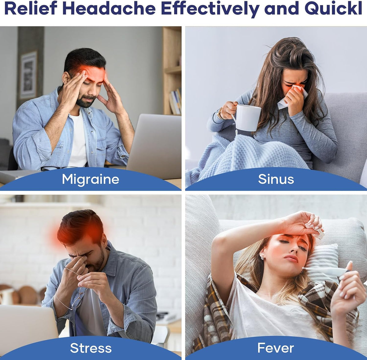 Migraine Relief Cap, Headache Relief Cap Mask Products, Cooling Odorless Gel Ice Head Wrap for Tension, Stress,Hangover & Puffy Eyes