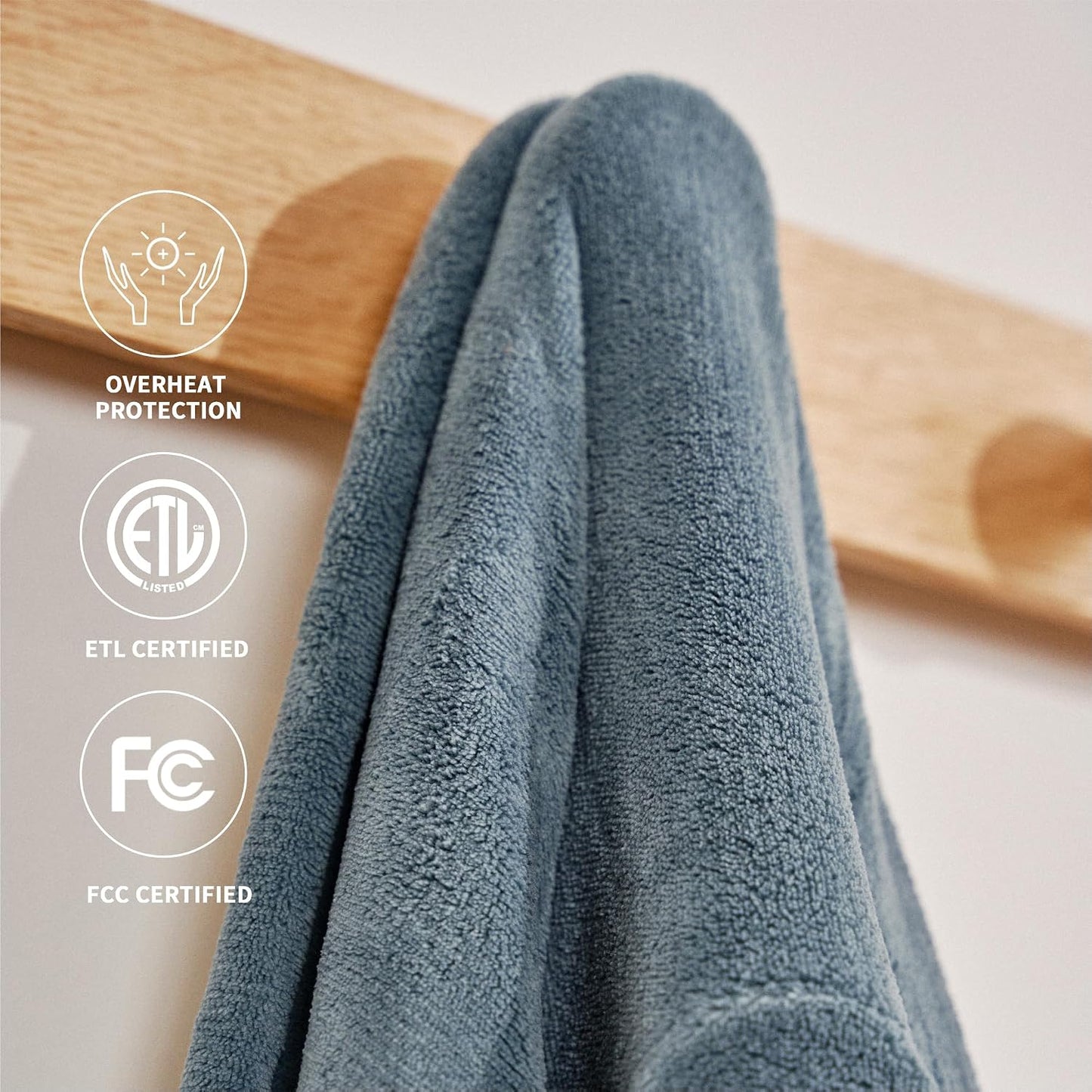 Heated Blanket 50x60”, 3 Hours Auto-Off Electric Blanket, Grey | 5 Heat Settings, Heating Blanket Machine Washable, Overheat Protection, Soft Fabric, Energy Efficient, Heat Throw for Office