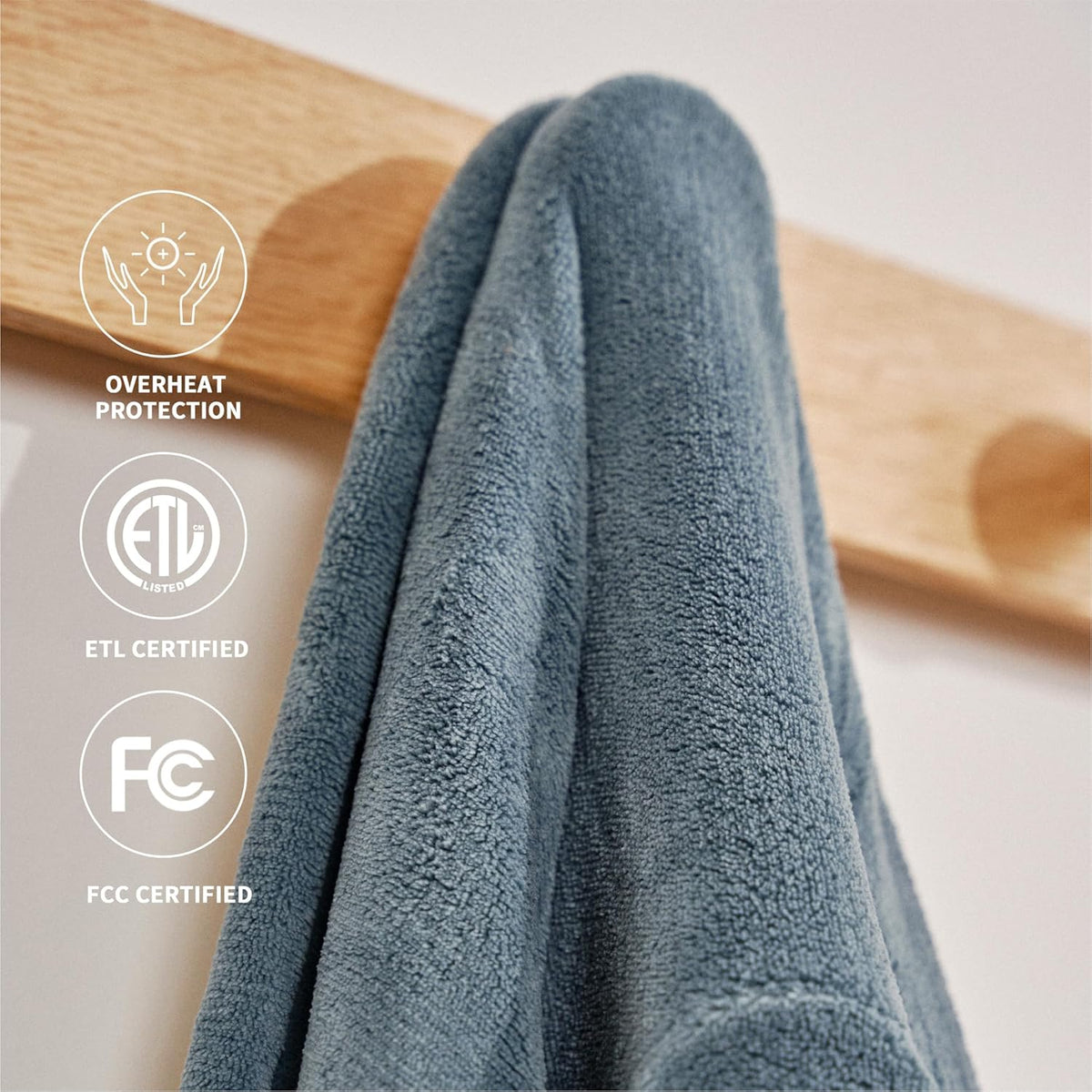 Heated Blanket 50x60”, 3 Hours Auto-Off Electric Blanket, Grey