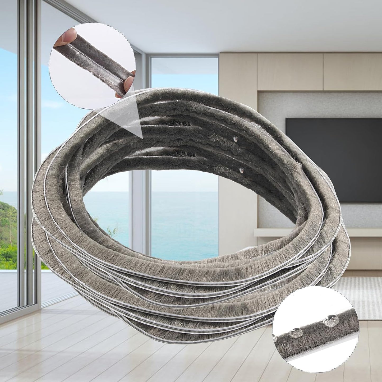 16 Ft (5m) 196 Inch Sliding sash Windows Doors Tape Pile Draught excluder Brush Seal Strip weatherstrip 7mm x 12mm (7/24 1/2 Inch, Gray)
