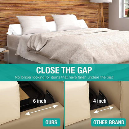 Vekkia Full Bed Wedge Pillow Gap Filler,Mattress Wedge Fill Bed Gap (0-6") | Wedge Pillow headboard for Gap Between Headboard&Mattress, Removable Cover (White 54"x10"x6")