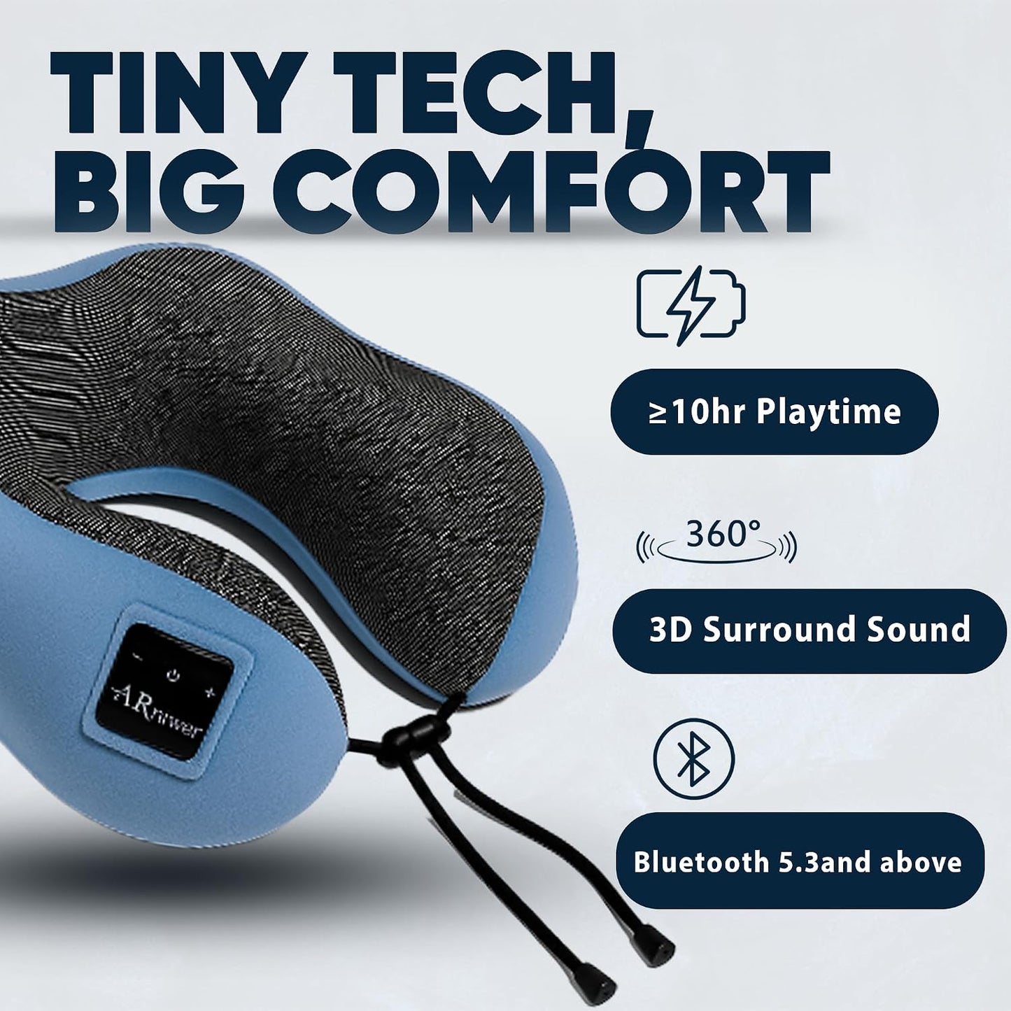 Bluetooth Music Semicircular Neck Pillow Wireless Bluetooth Speaker Suitable Airplane,Bus,Train,Car,Office,and Outdoor Camping for Sleeping, Resting The Best Travel Essentials. (Black)