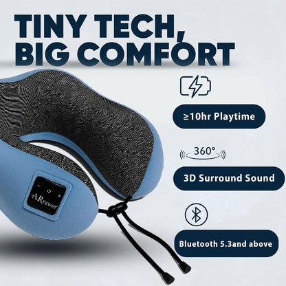 Bluetooth Music Semicircular Neck Pillow Wireless Bluetooth Speaker Suitable Airplane,Bus,Train,Car,Office,and Outdoor Camping for Sleeping, Resting The Best Travel Essentials. (Black)