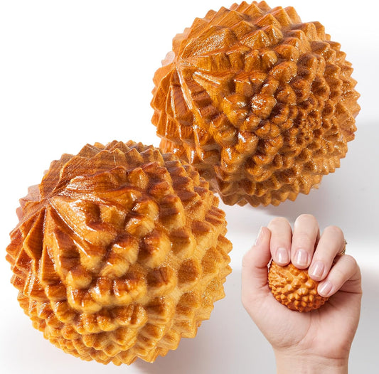 SIMPOR 2 Pcs Wooden Massage Ball, Acupressure Ball for Labor & Delivery, Birthing Comb Alternative for Birth Contraction Relief, Spiky Ball, Birth Comb & Labor Essentials Gift