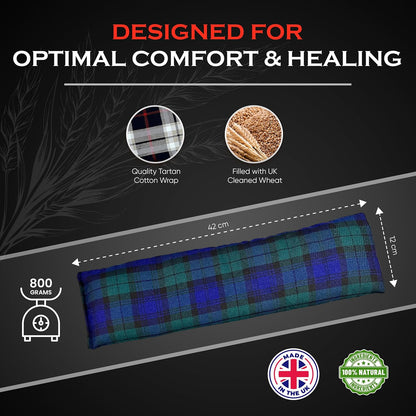 Microwavable Heating Pads for Winter Warmth, Back, Stomach & Head Comfort – Kalore Soft Cotton Tartan Neck Wrap – Even Heat Distribution Hot Compress Bag – Wheat Heat Pad XL – Unscented – Gray