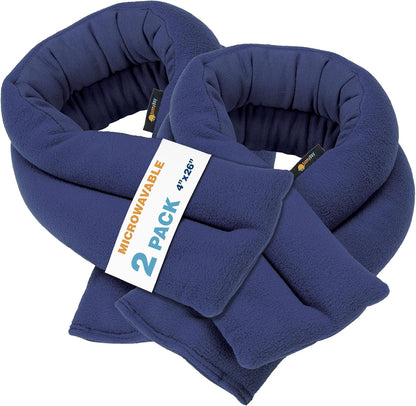 SunnyBay Microwavable Heating Pad for Neck and Shoulder, Heated Neck Wrap, Microwave Heat Pad, Weighted Beanbag Moist Hot or Cold Compress, 2.2 lbs, 26x4 Inches, Navy Blue
