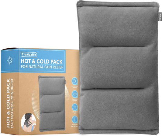 Weighted Microwavable Heating Pad - FSA HSA Approved, Soft Plush Cover Filled w/Natural Unscented Flaxseed for Moist Heat or Cooling (Small, Grey)