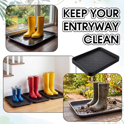 Novabright 6 Pcs Boot Tray with 24 Pcs Anti-Slip Pads Waterproof Boot Mat Wet Shoe Tray & Pet Food Mat, Multi-Purpose Garden Tool for Entryway Indoor Boots Shoes Pets(14 x 11 Inch)