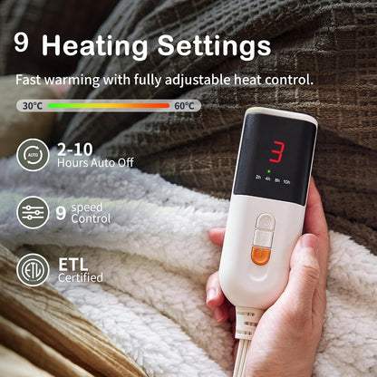 Texciting Heated Blanket 50"X60",Soft Electric Blanket,ETL Certified,Grey