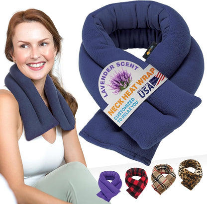 SunnyBay Microwavable Heating Pads, Microwavable Moist Heated Neck and Shoulder Wrap, Versatile Weighted Beanbag Cold Pack or Warm Compress, 2.2 lbs, 26x4 Inches, Navy Blue