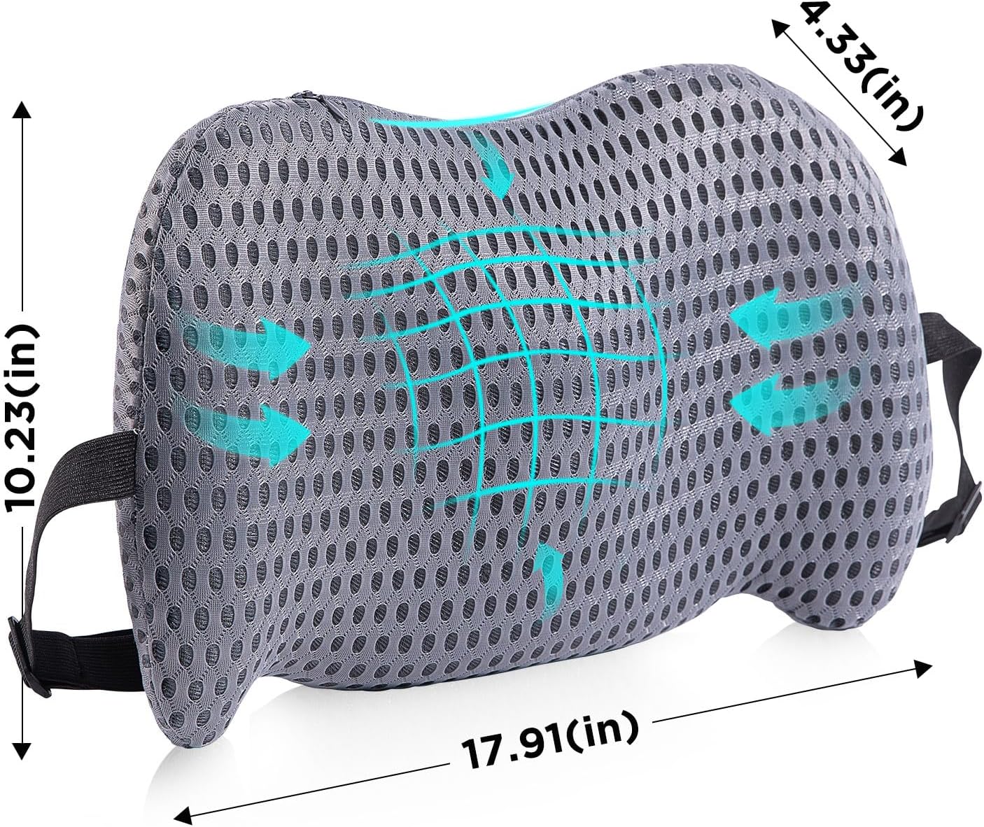 Lumbar Support Pillow for Office Chair, Memory Foam Car Back Cushion | Lumbar Pillow Lower Back with 4d Mesh Cover Adjustable Straps, Ergonomic Chair Back Pillow for Office, Car, Gaming Chairs