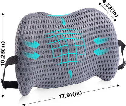Lumbar Support Pillow for Office Chair, Memory Foam Car Back Cushion | Lumbar Pillow Lower Back with 4d Mesh Cover Adjustable Straps, Ergonomic Chair Back Pillow for Office, Car, Gaming Chairs
