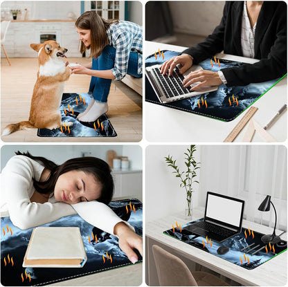 Heated Desk Pad Heated Large Mouse Pad, Electric Quickly Warm Desk Mat with 3 Levels Heating 3 Hours Auto Shut-Off, 31.5" x 13" Warm Gaming Mousepad Hand Foot Warmer, Baby Elephant