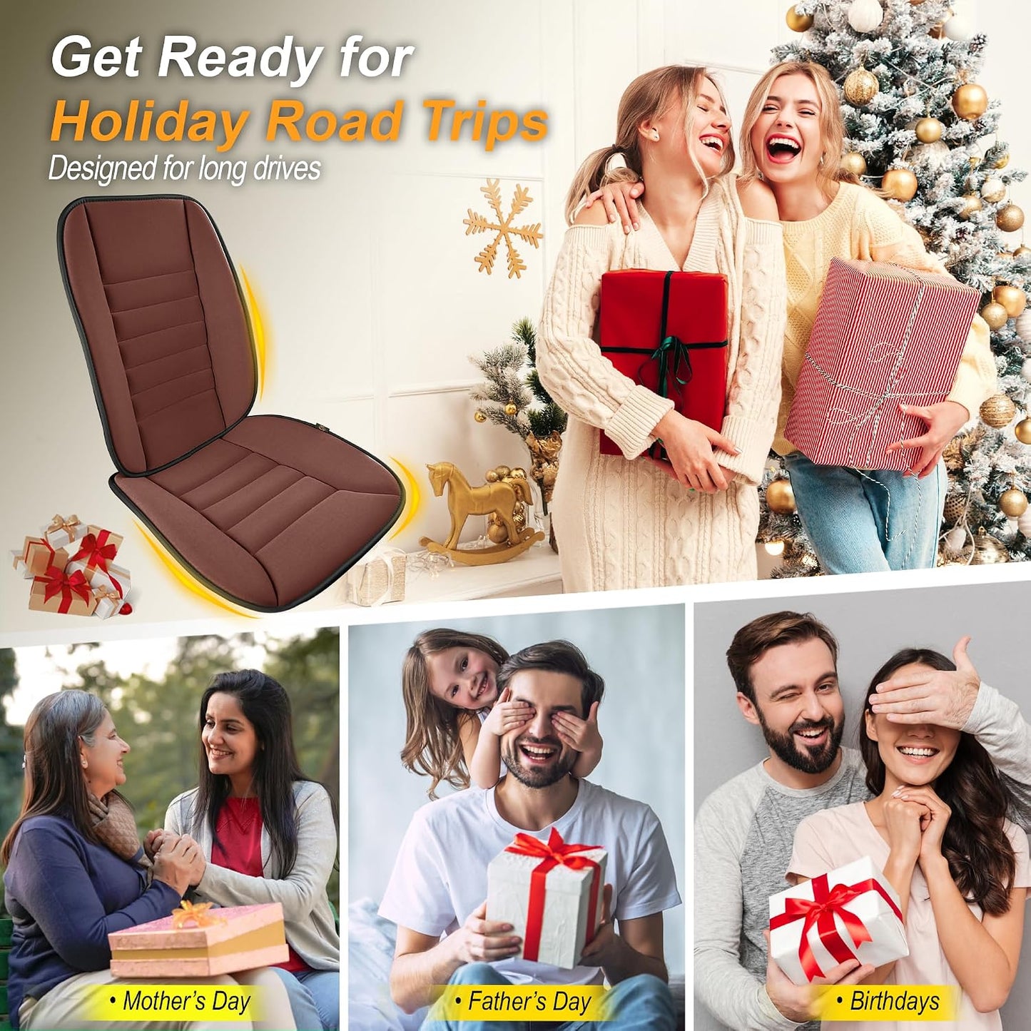 kingphenix Car Seat Cushion with Back Support Pillow, Memory Foam, Black | Memory Foam Car Cushion for Long Driving, Truck, Office Chair, Tailbone and Lower Back Support