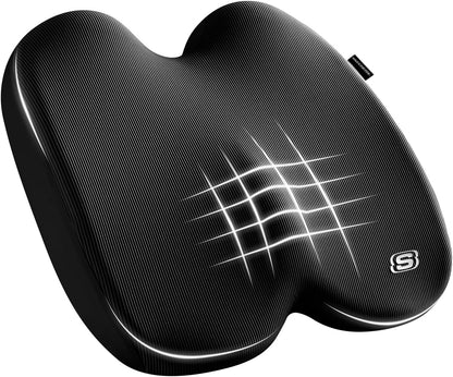Skechers Seat Cushion, Ergonomic Memory Foam Cushion for Long Sitting Hours on Office & Home Chair, Car Seat Cushion for Sciatica, Coccyx Cushion,Brown
