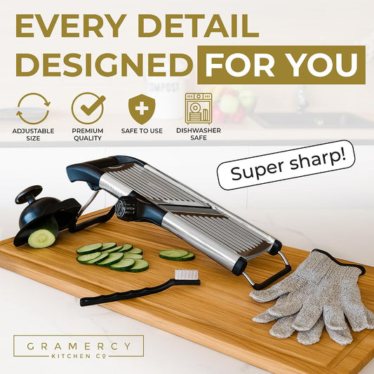 Gramercy Mandoline Slicer for Kitchen with 12 Slice Settings, Black Edition