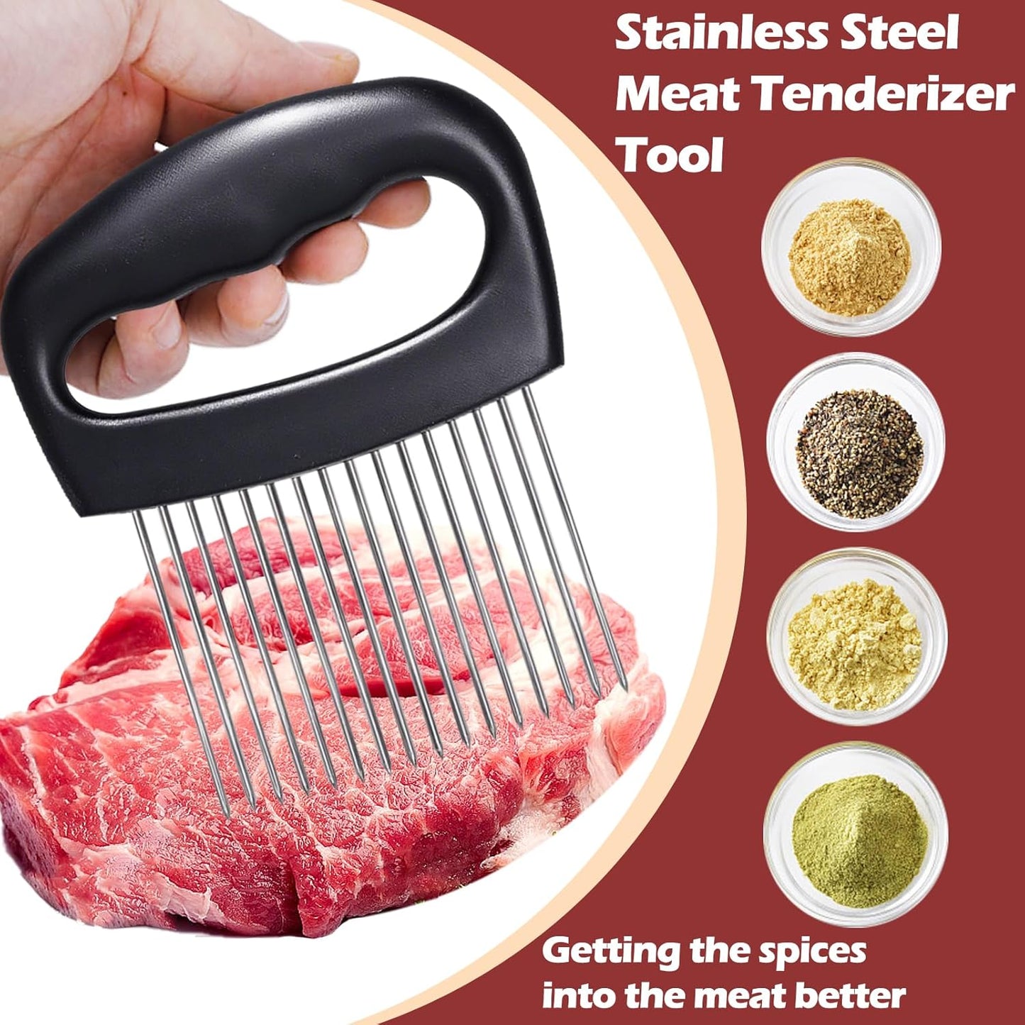 Hendiy Extra-Large Onion Holder for Slicing, 304 Stainless Steel | 16 Long Needles, Vegetable Chopper, Tomato Potato Slicer, Meat Tenderizer, Food Slicing Guide