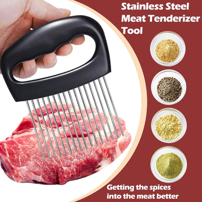 Hendiy Extra-Large Onion Holder for Slicing, 304 Stainless Steel | 16 Long Needles, Vegetable Chopper, Tomato Potato Slicer, Meat Tenderizer, Food Slicing Guide