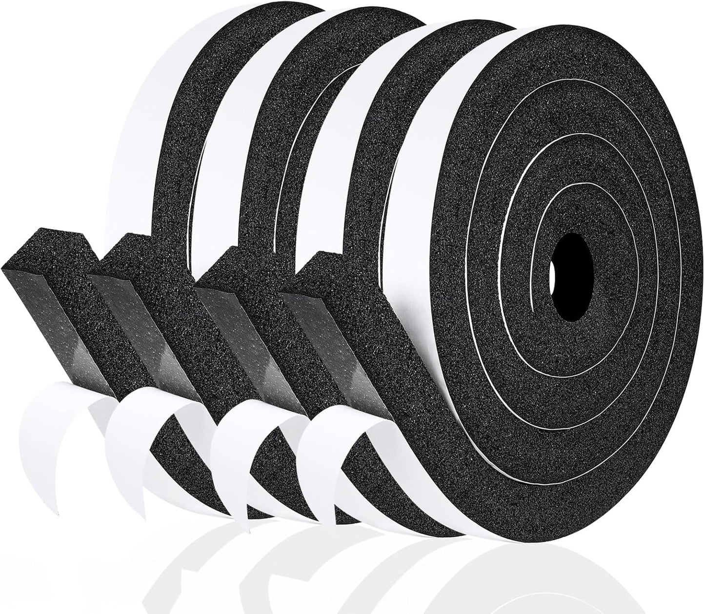 fowong AC Window Seal Foam Tape, 1" x 1" Thick Foam Weather Strip, Black | High Resilience Foam Tape Seals Large Gaps Around Ac Windows and Doors, 6.5ft x 2 Rolls, Strong Adhesive, Install in Minutes