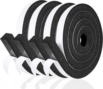 fowong AC Window Seal Foam Tape, 1" x 1" Thick Foam Weather Strip, Black | High Resilience Foam Tape Seals Large Gaps Around Ac Windows and Doors, 6.5ft x 2 Rolls, Strong Adhesive, Install in Minutes