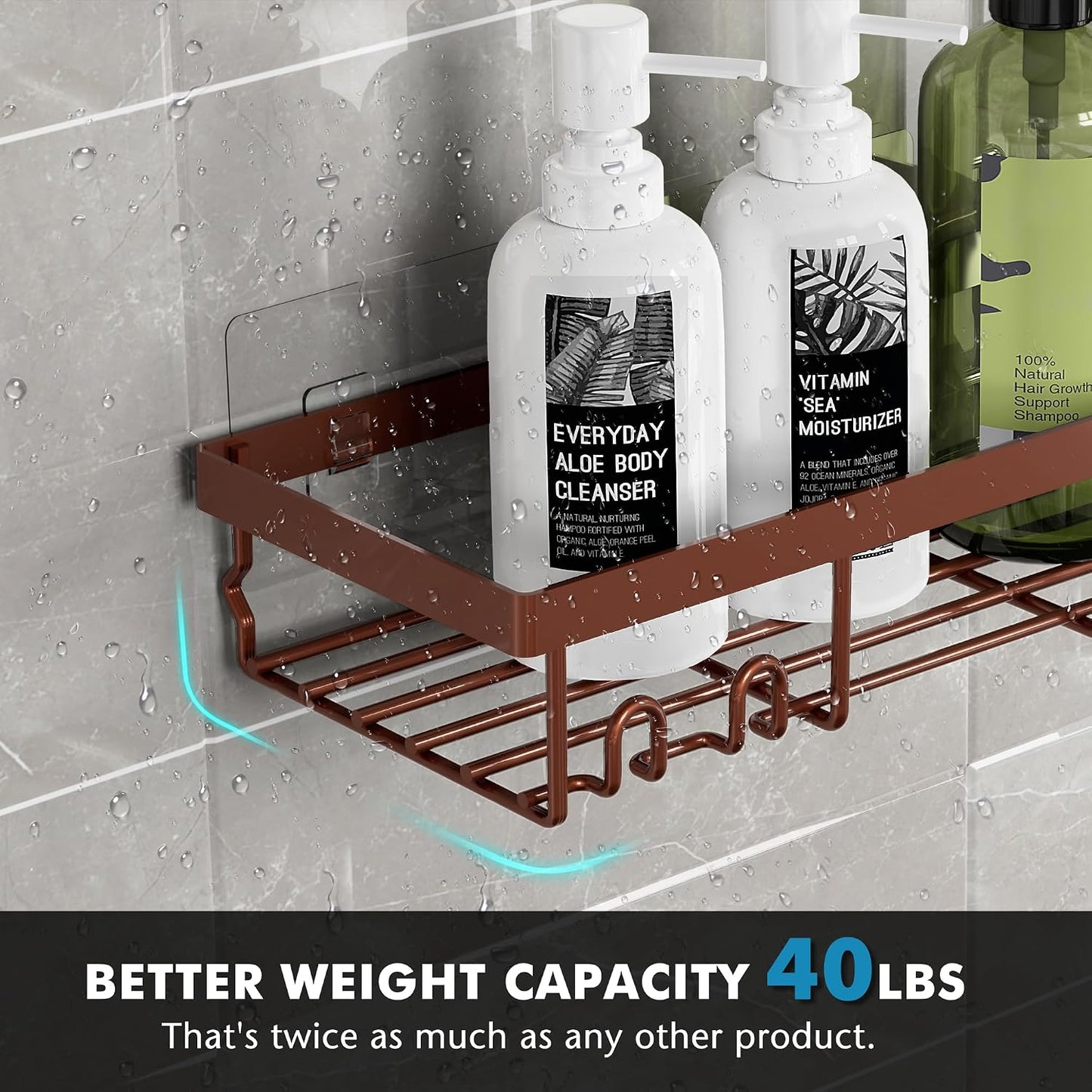 Moforoco Shower Caddy Shelf Organizer Rack, Self Adhesive Black Bathroom Shelves Basket, Home Farmhouse Wall Inside Organization and Storage Decor Rv Accessories, First Camper Apartment Essentials