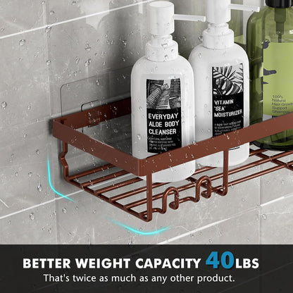 Moforoco Shower Caddy Shelf Organizer Rack, Self Adhesive Black Bathroom Shelves Basket, Home Farmhouse Wall Inside Organization and Storage Decor Rv Accessories, First Camper Apartment Essentials